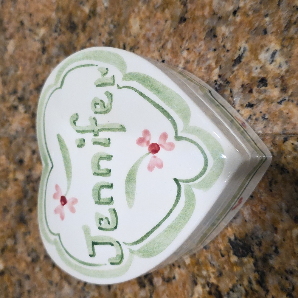 Vintage 80's Heart-Shaped Ceramic Trinket Box